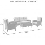 Rockport 5Pc Outdoor Wicker High Back Sofa Set Oatmeal