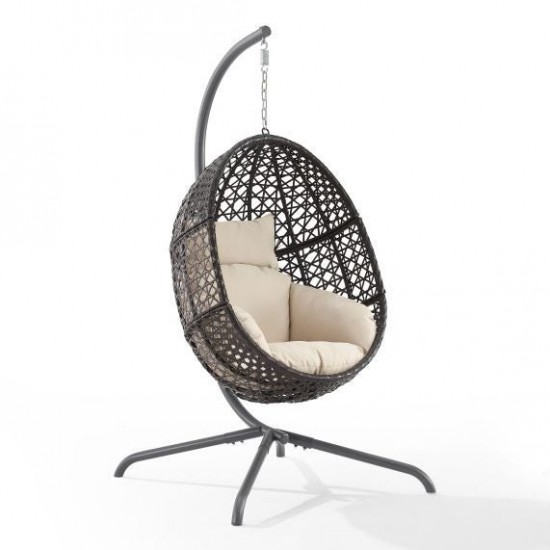 Calliope Indoor/Outdoor Wicker Hanging Egg Chair- Egg Chair & Stand