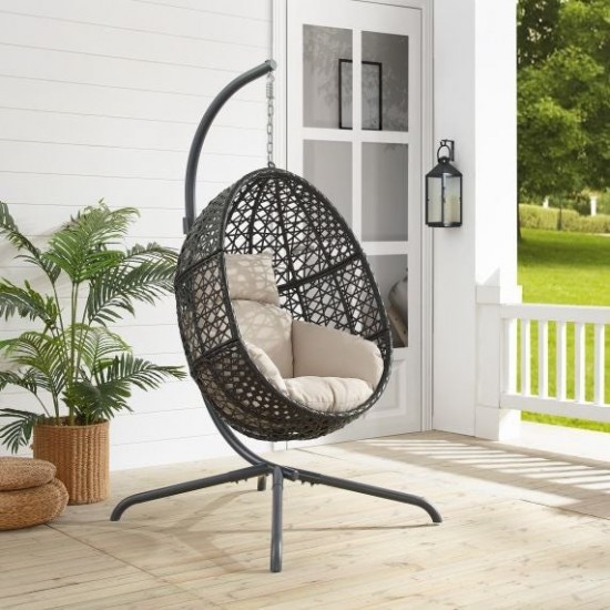 Calliope Indoor/Outdoor Wicker Hanging Egg Chair- Egg Chair & Stand