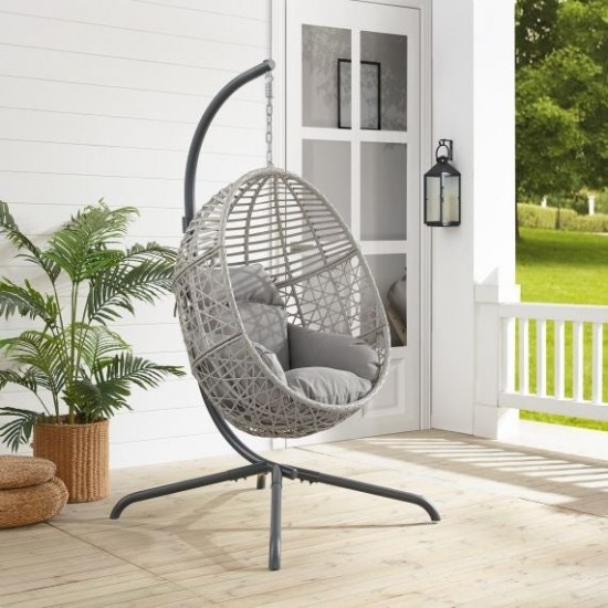 Lorelei Indoor/Outdoor Wicker Hanging Egg Chair- Egg Chair & Stand