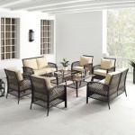 Tribeca 8Pc Outdoor Wicker Conversation Set Sand/Brown