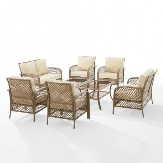 Tribeca 8Pc Outdoor Wicker Conversation Set Sand/Driftwood