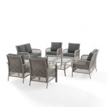 Tribeca 8Pc Outdoor Wicker Conversation Set Charcoal