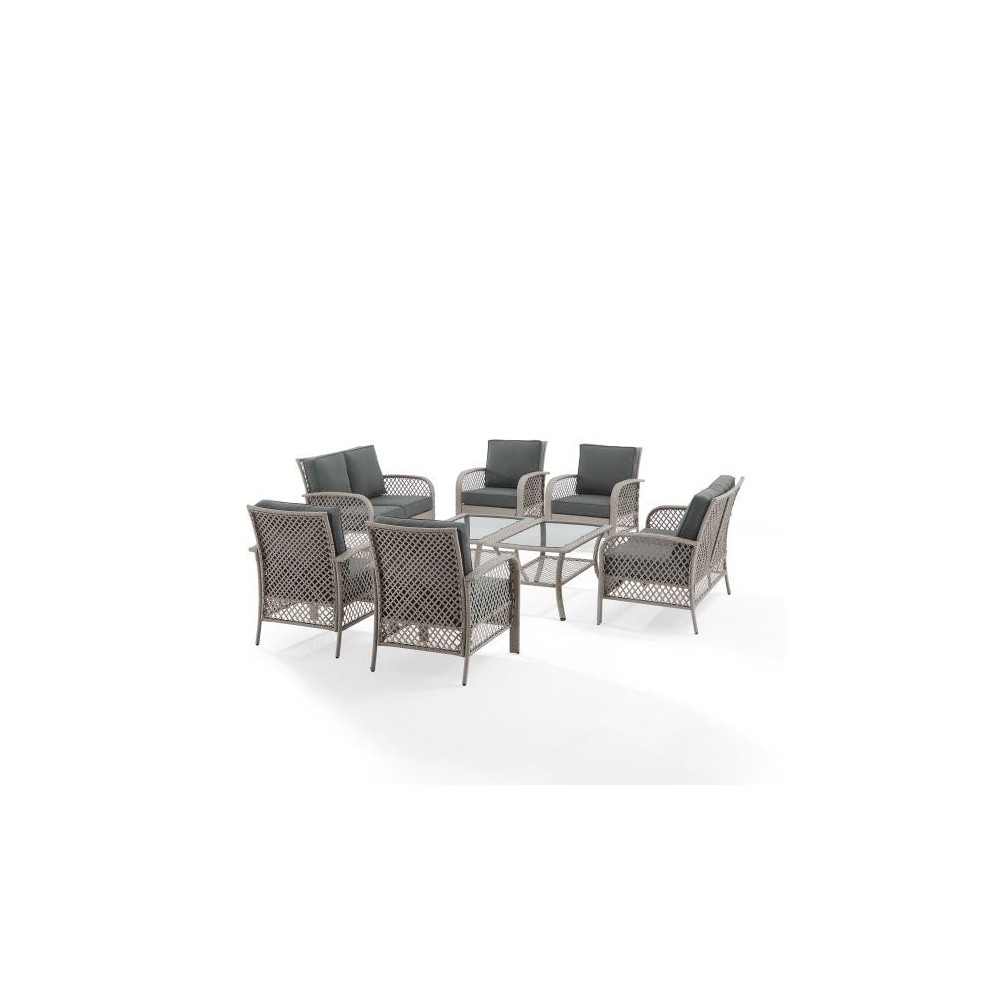 Tribeca 8Pc Outdoor Wicker Conversation Set Charcoal