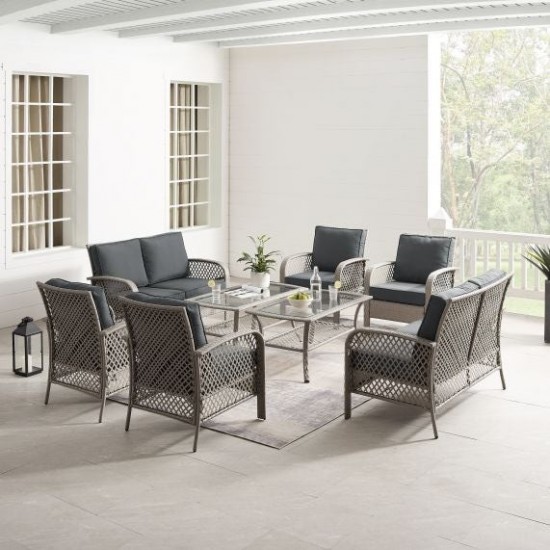 Tribeca 8Pc Outdoor Wicker Conversation Set Charcoal