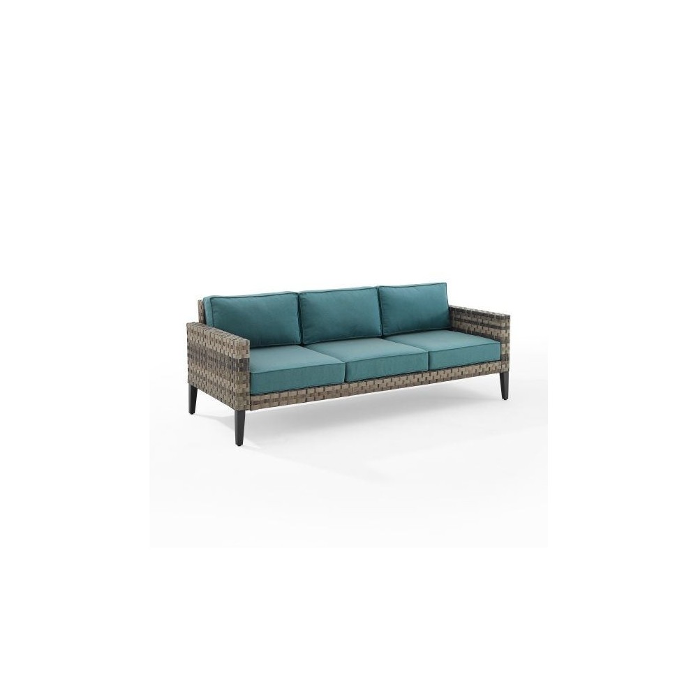 Prescott Outdoor Wicker Sofa Mineral Blue/Brown