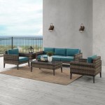 Prescott 5Pc Outdoor Wicker Sofa Set Mineral Blue