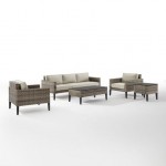 Prescott 5Pc Outdoor Wicker Sofa Set Taupe