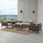 Prescott 5Pc Outdoor Wicker Sofa Set Taupe