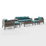 Prescott 7Pc Outdoor Wicker Sofa Set Mineral Blue