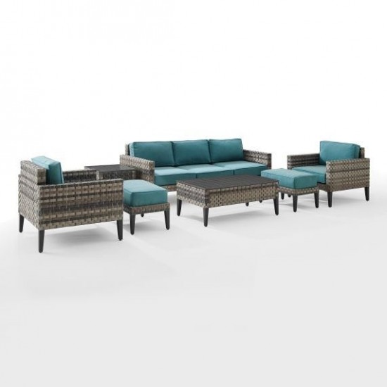 Prescott 7Pc Outdoor Wicker Sofa Set Mineral Blue