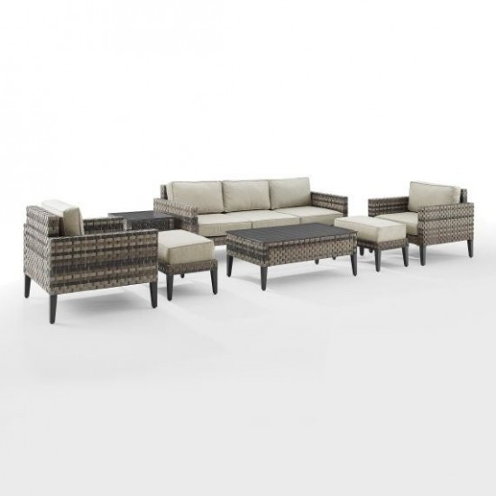 Prescott 7Pc Outdoor Wicker Sofa Set Taupe