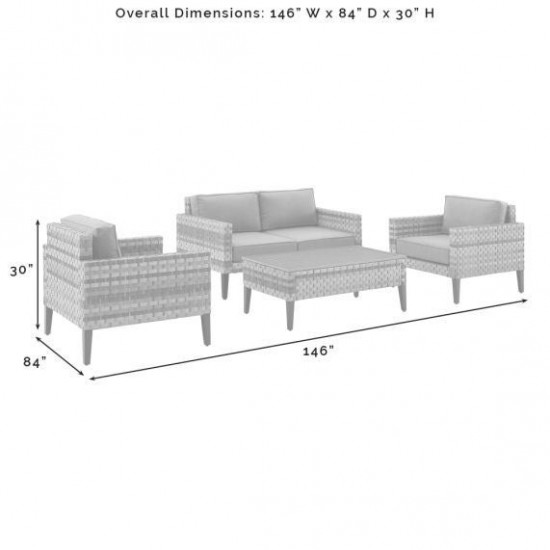 Prescott 4Pc Outdoor Wicker Conversation Set Mineral Blue