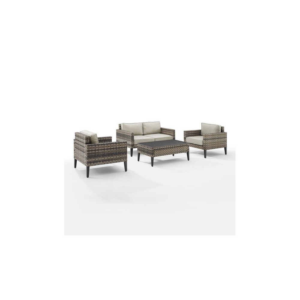 Prescott 4Pc Outdoor Wicker Conversation Set Taupe