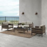 Prescott 4Pc Outdoor Wicker Conversation Set Taupe