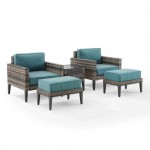 Prescott 5Pc Outdoor Wicker Armchair Set Mineral Blue