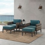 Prescott 5Pc Outdoor Wicker Armchair Set Mineral Blue