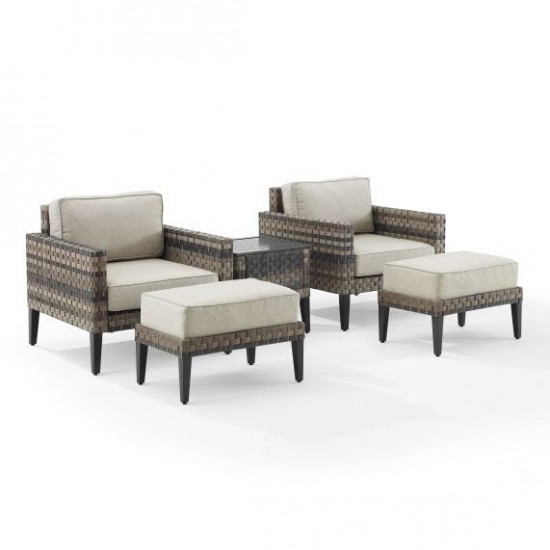 Prescott 5Pc Outdoor Wicker Armchair Set Taupe