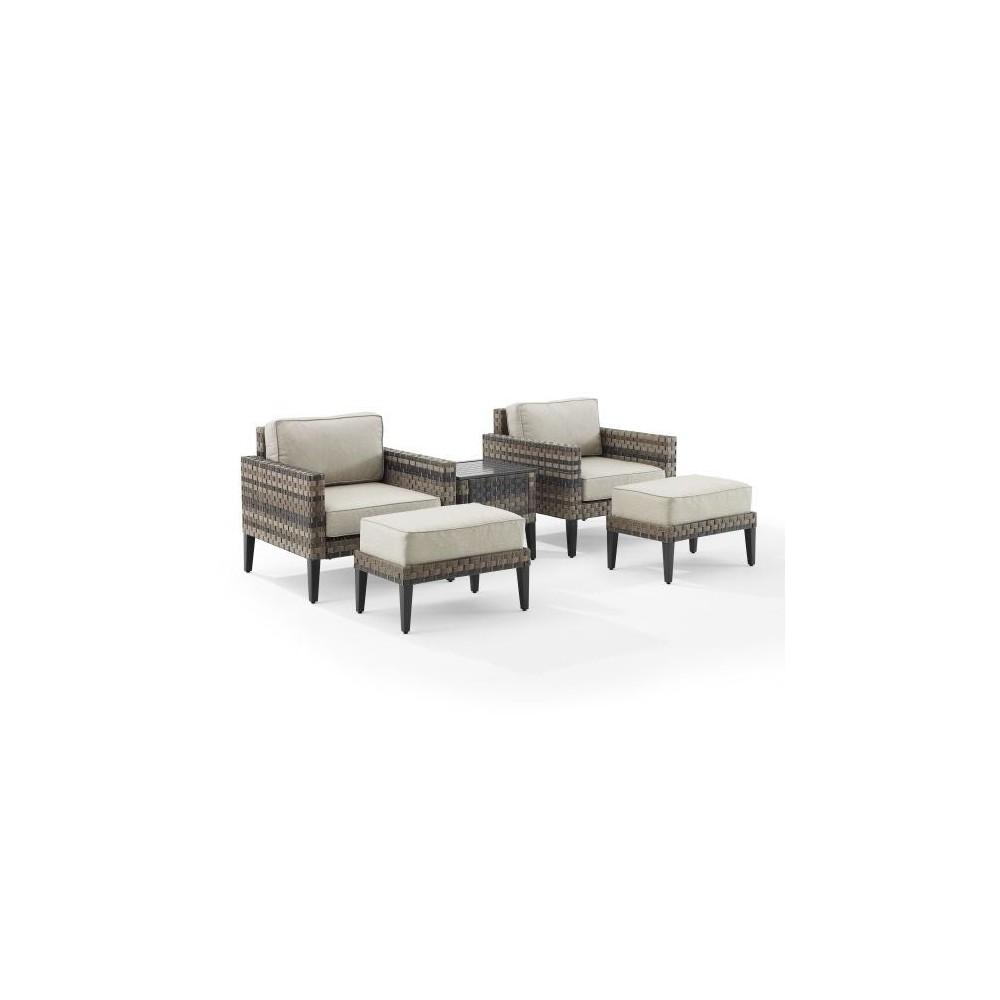 Prescott 5Pc Outdoor Wicker Armchair Set Taupe