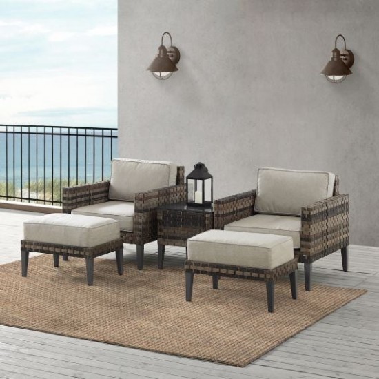 Prescott 5Pc Outdoor Wicker Armchair Set Taupe