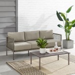 Cali Bay 2Pc Outdoor Wicker And Metal Sofa Set- Sofa & Coffee Table