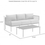 Cali Bay 2Pc Outdoor Wicker And Metal Sofa Set- Sofa & Coffee Table