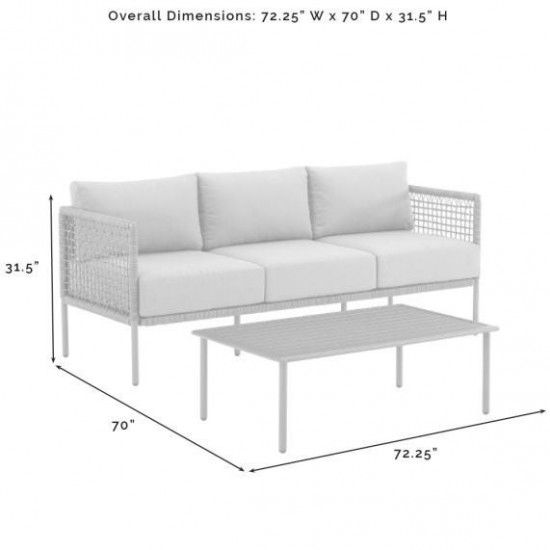Cali Bay 2Pc Outdoor Wicker And Metal Sofa Set- Sofa & Coffee Table