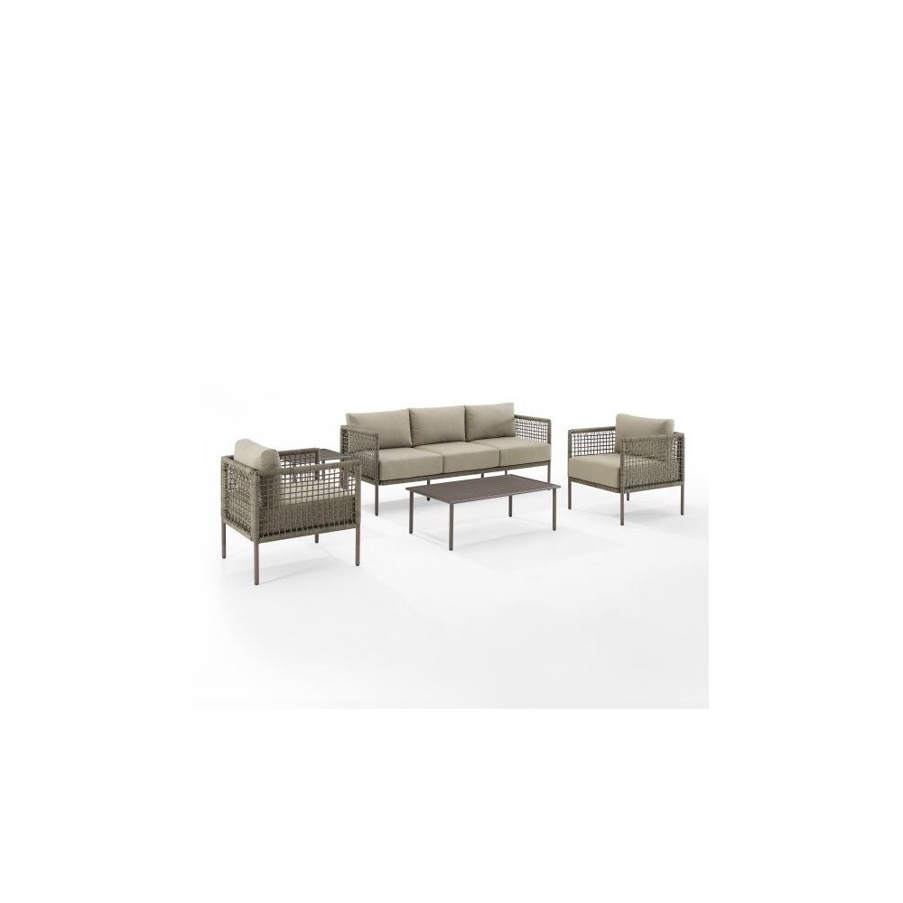 Cali Bay 5Pc Outdoor Wicker And Metal Sofa Set Taupe