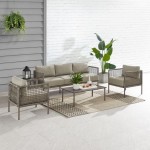 Cali Bay 5Pc Outdoor Wicker And Metal Sofa Set Taupe