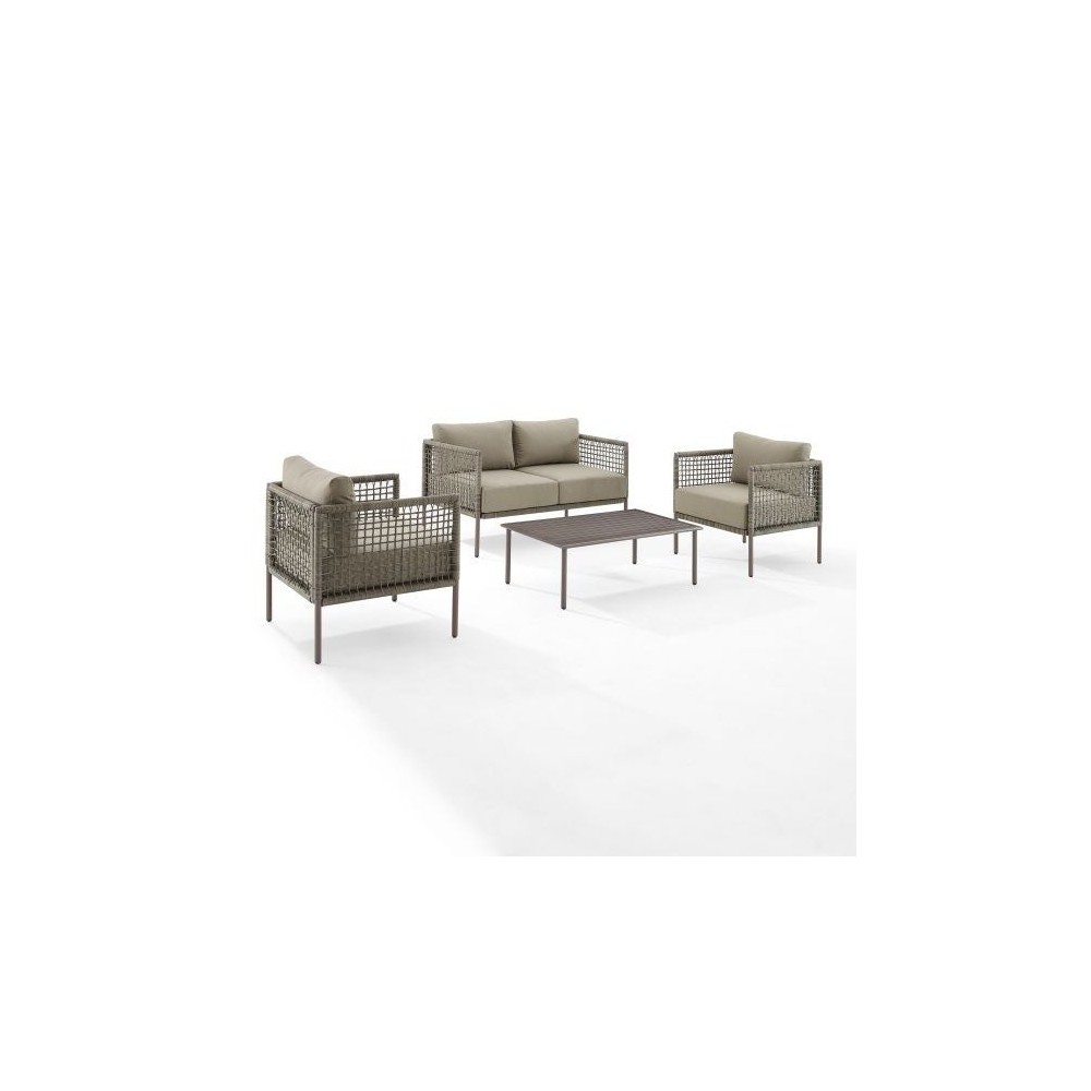 Cali Bay 4Pc Outdoor Wicker And Metal Conversation Set Taupe Cali Bay 4Pc Outdoor Wicker And Metal Conversation Set Taupe