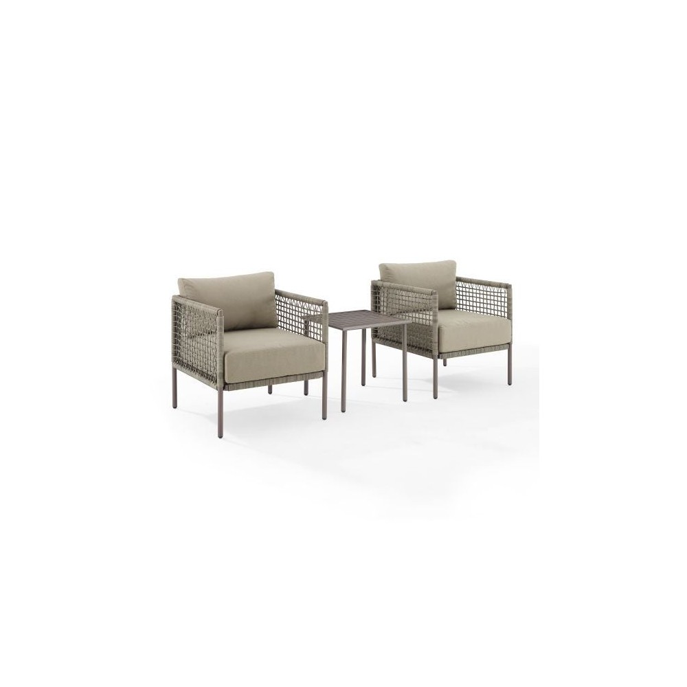 Cali Bay 3Pc Outdoor Wicker And Metal Chair Set- Side Table & 2 Armchairs Cali Bay 3Pc Outdoor Wicker And Metal Chair Set- Side Table & 2 Armchairs