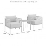 Cali Bay 3Pc Outdoor Wicker And Metal Chair Set- Side Table & 2 Armchairs