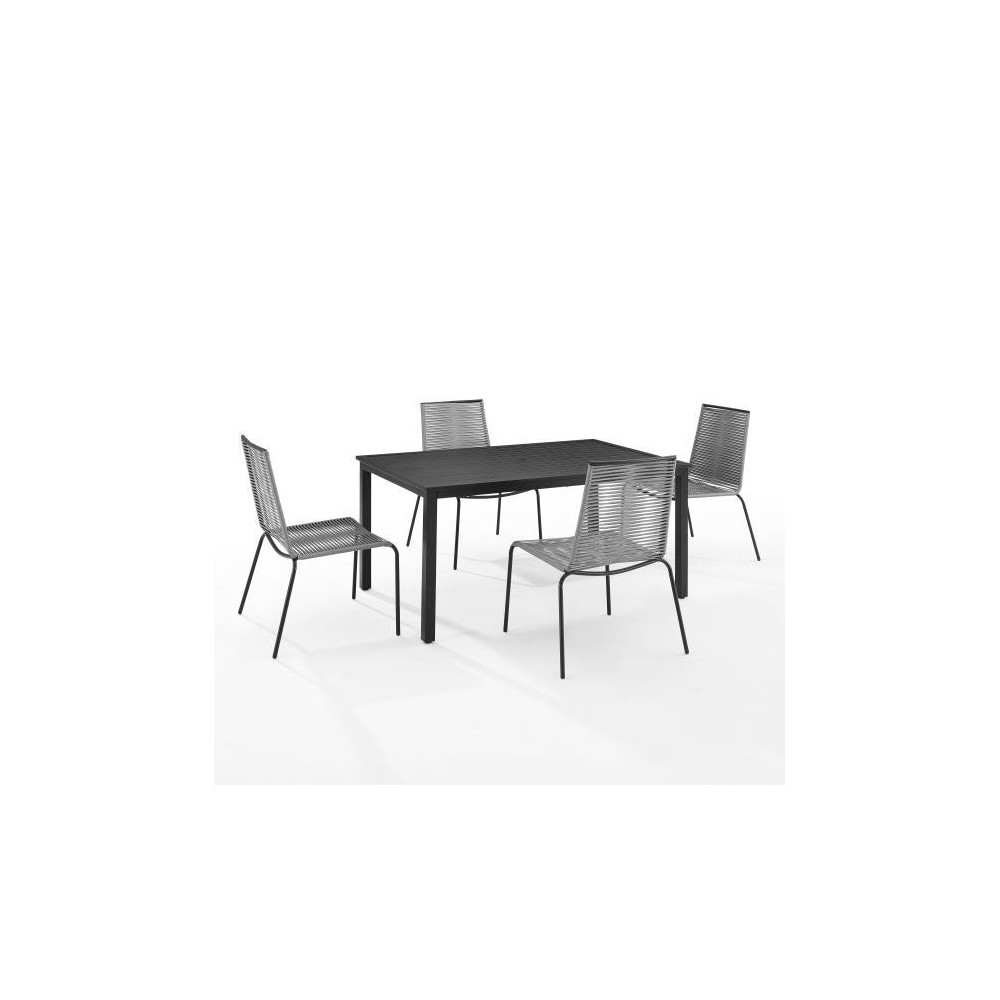 Fenton 5Pc Outdoor Wicker/ Metal Dining Set Gray/Matte Black - Table & 4 Chairs Fenton 5Pc Outdoor Wicker/ Metal Dining Set Gray/Matte Black - Table & 4 Chairs
