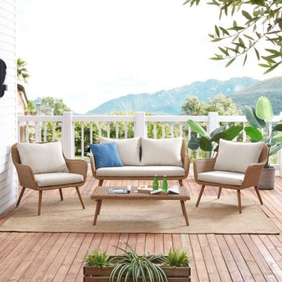 Landon 4Pc Outdoor Conversation Set- Loveseat, Coffee Table, 2 Chairs