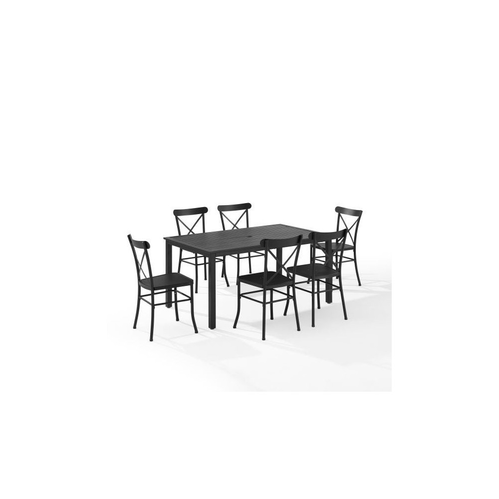Astrid 7Pc Outdoor Metal Dining Set Matte Black - Dining Table & 6 Chairs