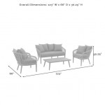 Dover 4Pc Outdoor Rope Conversation Set- Loveseat, Coffee Table, 2 Armchairs