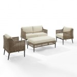 Southwick 4Pc Outdoor Wicker Conversation Set Creme