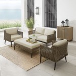 Southwick 4Pc Outdoor Wicker Conversation Set Creme