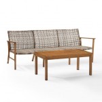 Ridley 2Pc Outdoor Wicker And Metal Sofa Set- Sofa & Coffee Table