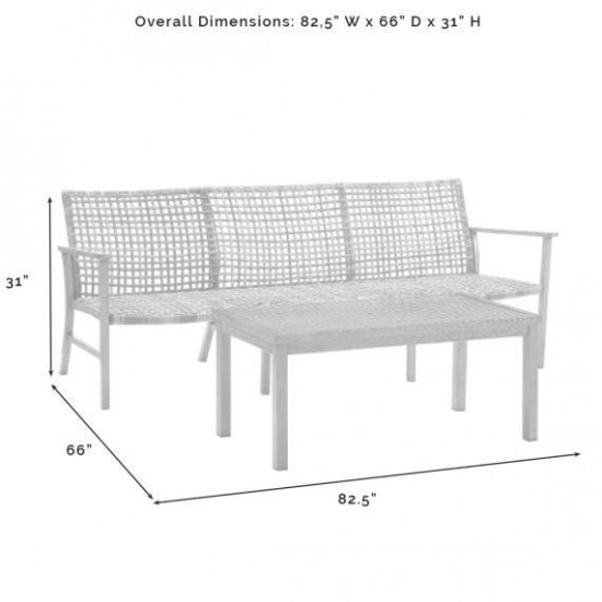 Ridley 2Pc Outdoor Wicker And Metal Sofa Set- Sofa & Coffee Table