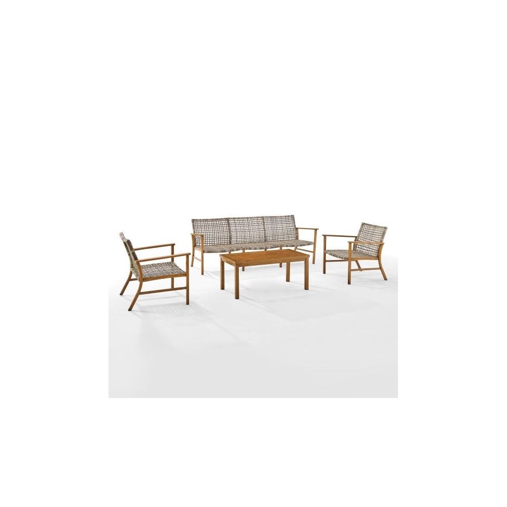 Ridley 4Pc Outdoor Wicker And Metal Sofa Set- Sofa, Coffee Table, 2 Armchairs Ridley 4Pc Outdoor Wicker And Metal Sofa Set- Sofa, Coffee Table, 2 Armchairs