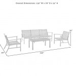 Ridley 4Pc Outdoor Wicker And Metal Sofa Set- Sofa, Coffee Table, 2 Armchairs