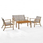 Ridley 4Pc Outdoor Wicker And Metal Conversation Set Distressed Gray