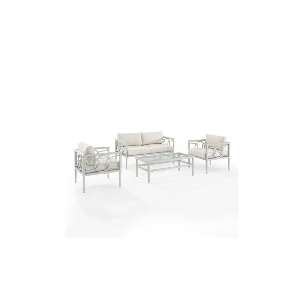 Ashford 4Pc Outdoor Metal Conversation Set Creme