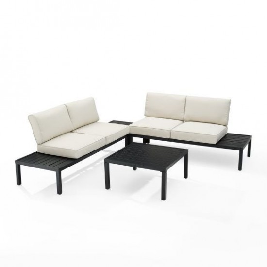 Piermont 4Pc Outdoor Metal Sectional Set Creme