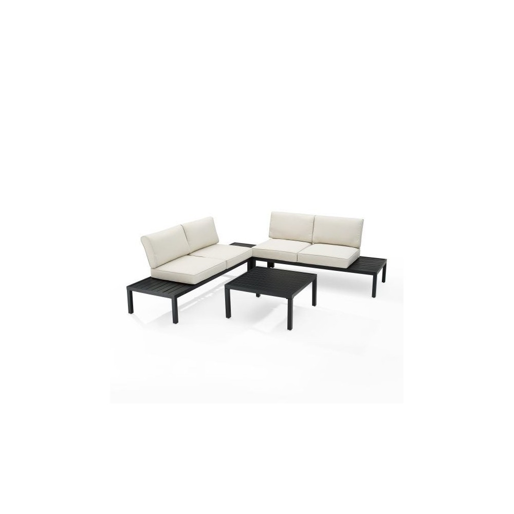 Piermont 4Pc Outdoor Metal Sectional Set Creme Piermont 4Pc Outdoor Metal Sectional Set Creme