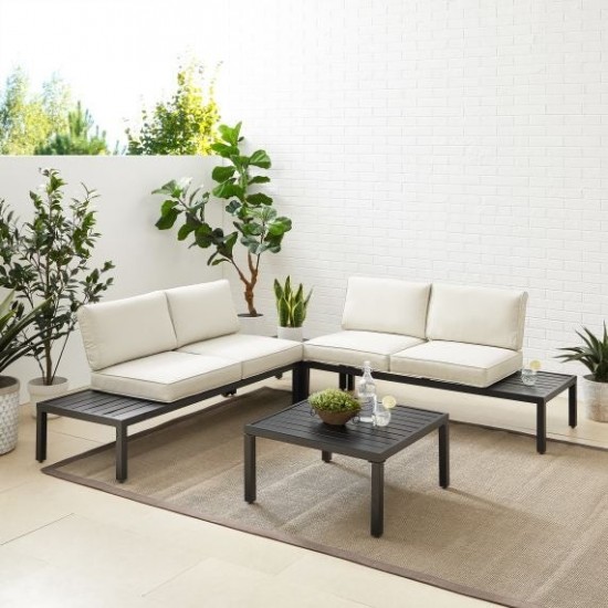 Piermont 4Pc Outdoor Metal Sectional Set Creme