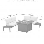 Piermont 4Pc Outdoor Metal Sectional Set W/Fire Table Creme