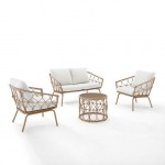 Juniper 4Pc Outdoor Wicker Conversation Set Creme