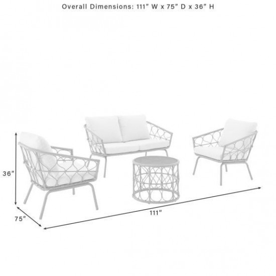 Juniper 4Pc Outdoor Wicker Conversation Set Creme